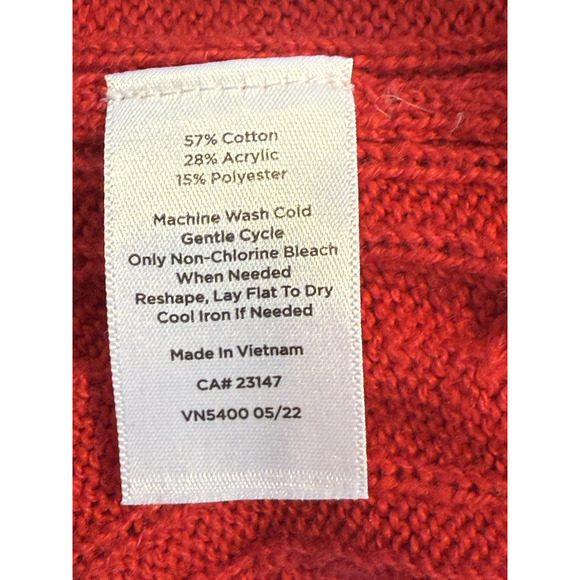 Talbots Women's Red Cable Knit Crew Neck Pullover Sweater Sz SP holiday classic! - Picture 8 of 9
